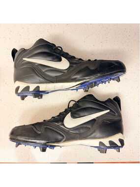 Nike Air Football Cleats Black White Men's Size 15 GUC b16
